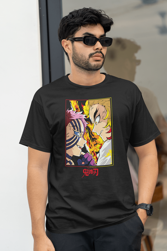 Akaza vs Rengoku Showdown - Demon Slayer Battle Premium Terry T-shirt